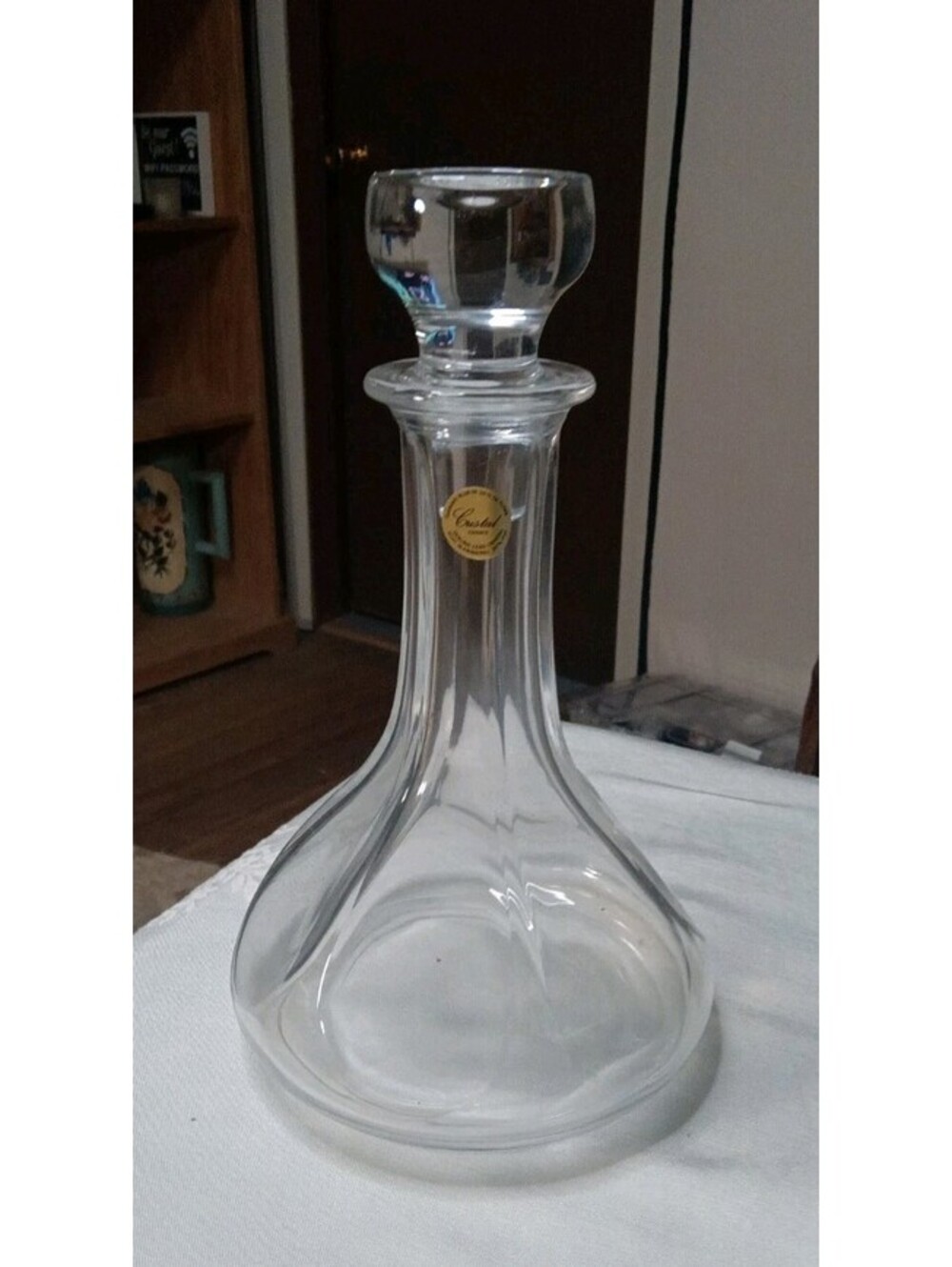 Vintage Cristal France Lead Crystal Decanter, with Original Stopper
